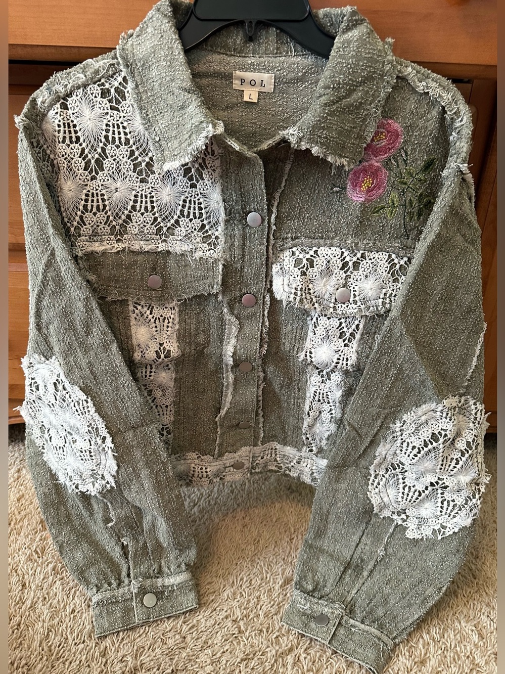 NWT POL LACE EMBROIDERED TEXTURED JACKET